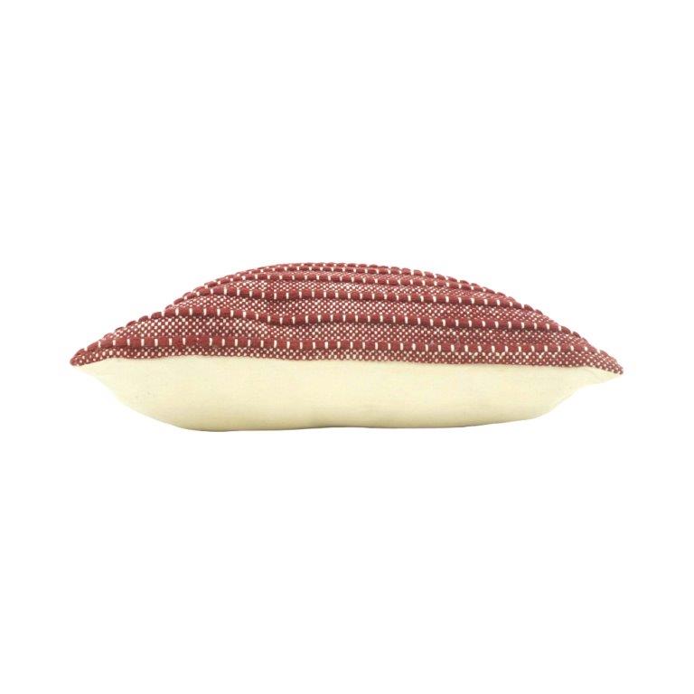 Handmade Textured Cotton Cushion Cover 45x45 cm | Woven Boho Throw Pillow Cover | Rustic Red Decorative Cushion - Bulk manufacturer & supplier from Panipat, India