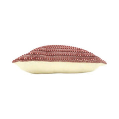 Handmade Textured Cotton Cushion Cover 45x45 cm | Woven Boho Throw Pillow Cover | Rustic Red Decorative Cushion