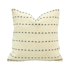 Handmade Cotton Cushion Cover 45x45 cm | Ivory Textured Dash Pattern Pillow Cover | Modern Boho Decorative Cushion