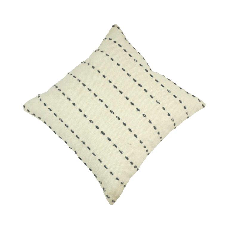 Handmade Cotton Cushion Cover 45x45 cm | Ivory Textured Dash Pattern Pillow Cover | Modern Boho Decorative Cushion - Bulk manufacturer & supplier from Panipat, India