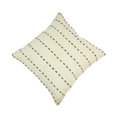 Handmade Cotton Cushion Cover 45x45 cm | Ivory Textured Dash Pattern Pillow Cover | Modern Boho Decorative Cushion