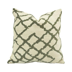 Olive Trellis Jacquard Cotton Cushion Cover – 45x45 cm Geometric Woven Throw Pillow Cover