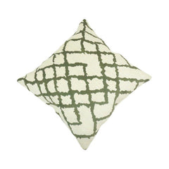 Olive Trellis Jacquard Cotton Cushion Cover – 45x45 cm Geometric Woven Throw Pillow Cover