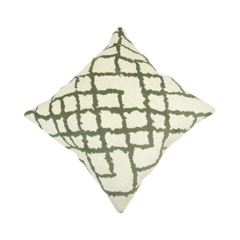 Olive Trellis Jacquard Cotton Cushion Cover – 45x45 cm Geometric Woven Throw Pillow Cover
