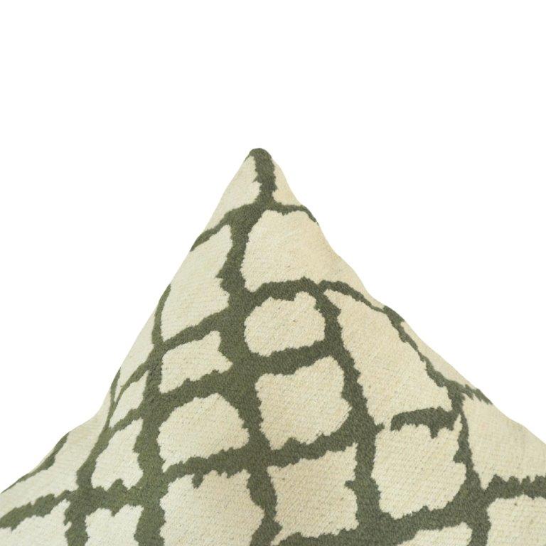 Olive Trellis Jacquard Cotton Cushion Cover – 45x45 cm Geometric Woven Throw Pillow Cover - Bulk manufacturer & supplier from Panipat, India