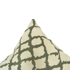 Olive Trellis Jacquard Cotton Cushion Cover – 45x45 cm Geometric Woven Throw Pillow Cover