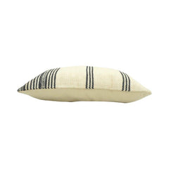 Handmade Striped Cotton Cushion Cover | Woven Black & Natural Lumbar Pillow Cover | 35x50 cm