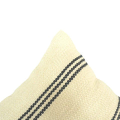Handmade Striped Cotton Cushion Cover | Woven Black & Natural Lumbar Pillow Cover | 35x50 cm