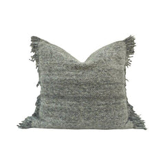 Handmade Textured Polyester Cushion Cover with Fringed Edges – Grey | 45x45 cm Decorative Throw Pillow Cover