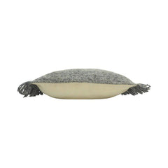 Handmade Textured Polyester Cushion Cover with Fringed Edges – Grey | 45x45 cm Decorative Throw Pillow Cover