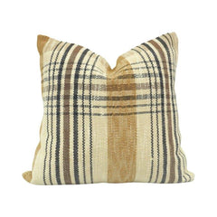 Handwoven Striped Cotton Cushion Cover 45x45 cm | Neutral Boho Decorative Pillow Cover