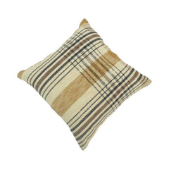 Handwoven Striped Cotton Cushion Cover 45x45 cm | Neutral Boho Decorative Pillow Cover