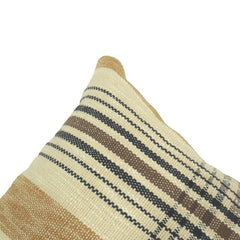 Handwoven Striped Cotton Cushion Cover 45x45 cm | Neutral Boho Decorative Pillow Cover