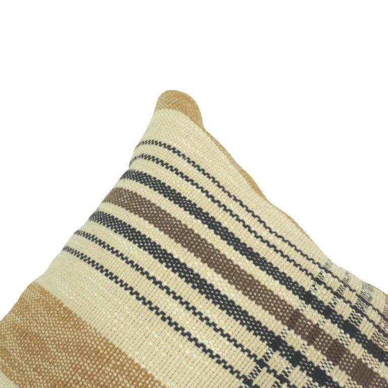 Handwoven Striped Cotton Cushion Cover 45x45 cm | Neutral Boho Decorative Pillow Cover