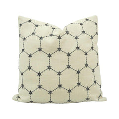 Handmade Geometric Embroidered Cotton Cushion Cover 45x45 cm | Modern Decorative Throw Pillow Cover
