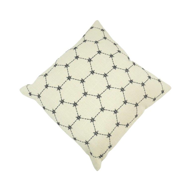 Handmade Geometric Embroidered Cotton Cushion Cover 45x45 cm | Modern Decorative Throw Pillow Cover - Bulk manufacturer & supplier from Panipat, India