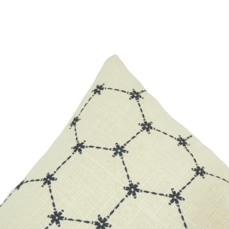 Handmade Geometric Embroidered Cotton Cushion Cover 45x45 cm | Modern Decorative Throw Pillow Cover - Bulk manufacturer & supplier from Panipat, India