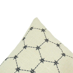 Handmade Geometric Embroidered Cotton Cushion Cover 45x45 cm | Modern Decorative Throw Pillow Cover