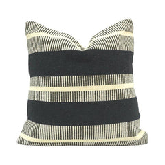 Handmade Black & Ivory Striped Cotton Cushion Cover | Woven Boho Throw Pillow Cover | 45x45 cm