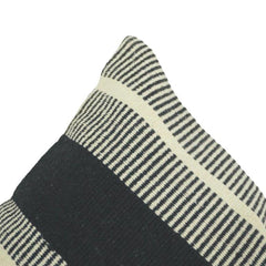 Handmade Black & Ivory Striped Cotton Cushion Cover | Woven Boho Throw Pillow Cover | 45x45 cm