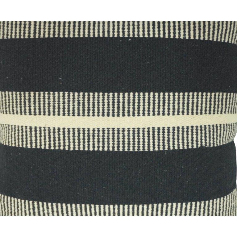 Handmade Black & Ivory Striped Cotton Cushion Cover | Woven Boho Throw Pillow Cover | 45x45 cm - Bulk manufacturer & supplier from Panipat, India