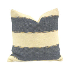Handmade Striped Cotton Cushion Cover 45x45 cm | Woven Black & Natural Beige Throw Pillow Cover | Modern Boho Home Décor