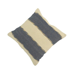 Handmade Striped Cotton Cushion Cover 45x45 cm | Woven Black & Natural Beige Throw Pillow Cover | Modern Boho Home Décor