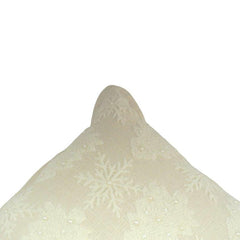 Ivory Snowflake Machine Embroidered Cushion Cover | Textured Festive Throw Pillow Cover | 45x45 cm