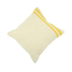 Handmade Cotton Cushion Cover 45x45 cm – Ivory & Yellow Striped Textured Throw Pillow Cover | Woven Decorative Cushion for Sofa & Living Room