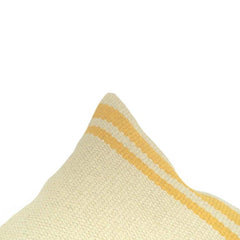 Handmade Cotton Cushion Cover 45x45 cm – Ivory & Yellow Striped Textured Throw Pillow Cover | Woven Decorative Cushion for Sofa & Living Room