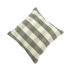 Handmade Woven Cotton Cushion Cover 45x45 cm | Grey & Ivory Textured Stripe Design | Boho Decorative Pillow Cover