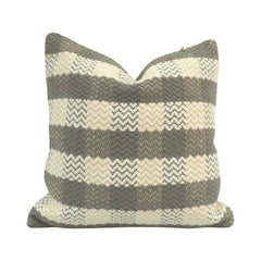 Handmade Woven Cotton Cushion Cover 45x45 cm | Grey & Ivory Textured Stripe Design | Boho Decorative Pillow Cover