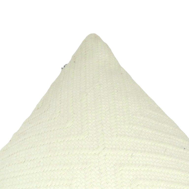 Handmade Geometric Textured Cotton Cushion Cover – Ivory White | 45x45 cm Decorative Throw Pillow Cover - Bulk manufacturer & supplier from Panipat, India