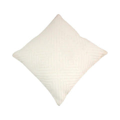 Handmade Geometric Textured Cotton Cushion Cover – Ivory White | 45x45 cm Decorative Throw Pillow Cover