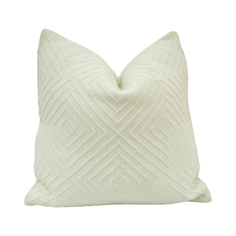Handmade Geometric Textured Cotton Cushion Cover – Ivory White | 45x45 cm Decorative Throw Pillow Cover - Bulk manufacturer & supplier from Panipat, India