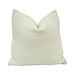 Handmade Geometric Textured Cotton Cushion Cover – Ivory White | 45x45 cm Decorative Throw Pillow Cover