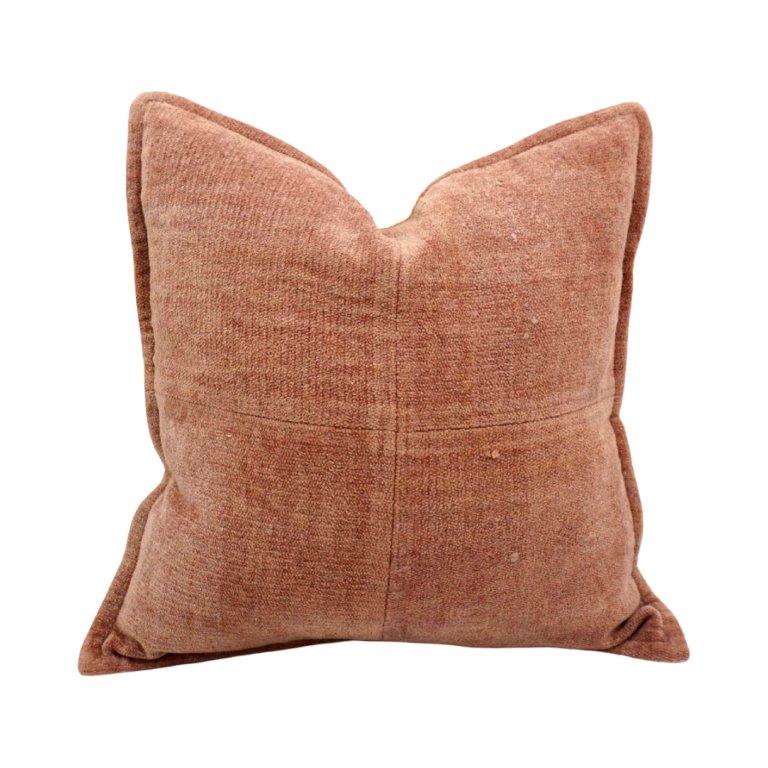 Rust Chenille Cotton Cushion Cover | Soft Textured Throw Pillow Cover | 45x45 cm - Bulk manufacturer & supplier from Panipat, India