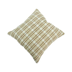 Handmade Beige Plaid Cotton Cushion Cover 45x45 cm | Woven Check Throw Pillow Cover | Modern Farmhouse Décor