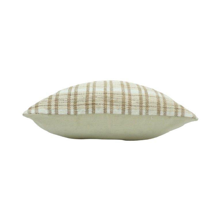 Handmade Beige Plaid Cotton Cushion Cover 45x45 cm | Woven Check Throw Pillow Cover | Modern Farmhouse Décor - Bulk manufacturer & supplier from Panipat, India