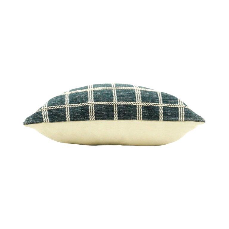 Handmade Black Checkered Cotton Cushion Cover | Woven Grid Pattern Pillow Cover | 45x45 cm