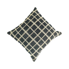 Handmade Black Checkered Cotton Cushion Cover | Woven Grid Pattern Pillow Cover | 45x45 cm