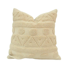 TuftedLoop Textured Cotton Cushion Cover | Boho Tufted Geometric Cushion | 45 x 45 cm | Cream