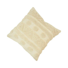 TuftedLoop Textured Cotton Cushion Cover | Boho Tufted Geometric Cushion | 45 x 45 cm | Cream