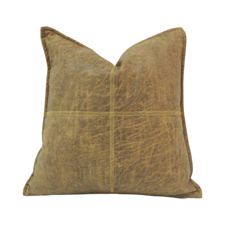 Vintage Distressed Leather Patchwork Cushion Cover – Rustic Handmade Pillow Cover 45x45 cm - Bulk manufacturer & supplier from Panipat, India