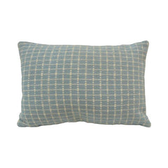 Handmade Woven Cotton Cushion Cover 35x50 cm | Blue Check Textured Lumbar Pillow Cover | Artisan Decorative Cushion