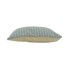 Handmade Woven Cotton Cushion Cover 35x50 cm | Blue Check Textured Lumbar Pillow Cover | Artisan Decorative Cushion