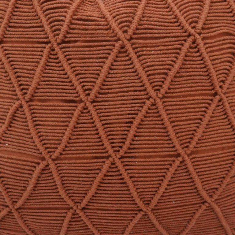 Handcrafted Macramé Cotton Cushion Cover 45x45 cm | Boho Textured Throw Pillow Cover with Geometric Knot Design | Terracotta - Bulk manufacturer & supplier from Panipat, India