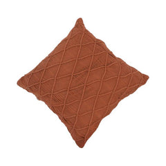 Handcrafted Macramé Cotton Cushion Cover 45x45 cm | Boho Textured Throw Pillow Cover with Geometric Knot Design | Terracotta