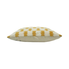 Mustard Ikat Jacquard Cotton Cushion Cover – Textured Geometric Pattern | 35 x 50 cm Lumbar Cushion