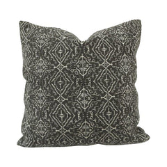 Jacquard Woven Cotton Cushion Cover – Geometric Tribal Pattern | 45x45 cm | Charcoal Grey